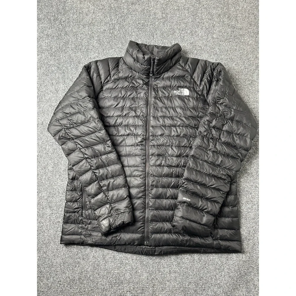 Mens Puffer Jacket The North Face 800 Down Black Full‎ Zip, Size XL